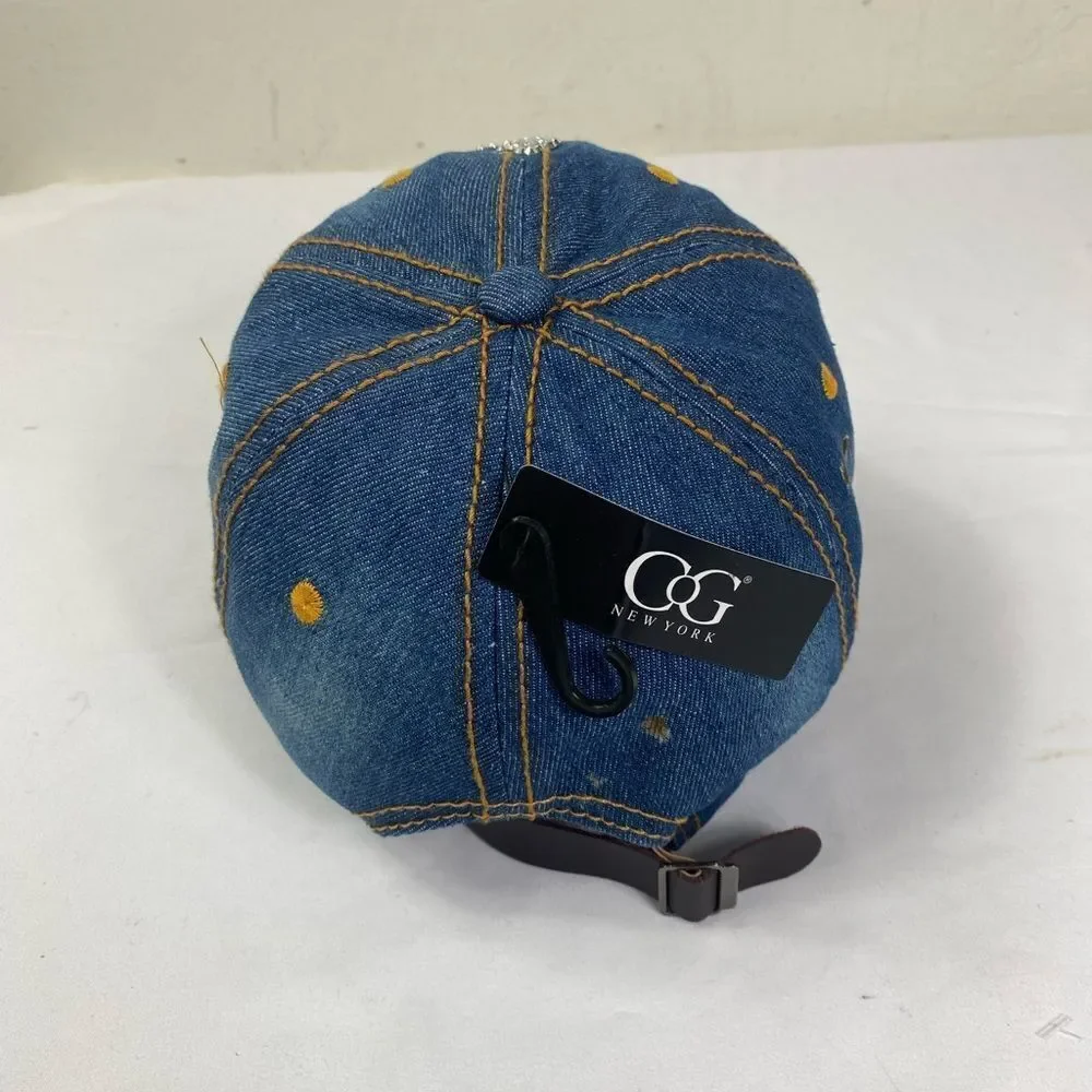 Denim Rhinestone Crown Cap